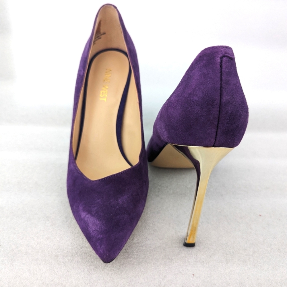 Nine West Kaylee purple golden suede heels size 6 W